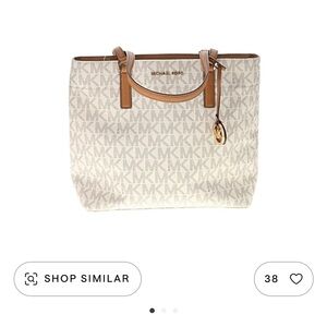 Michael Kors Signature White and Brown Tote